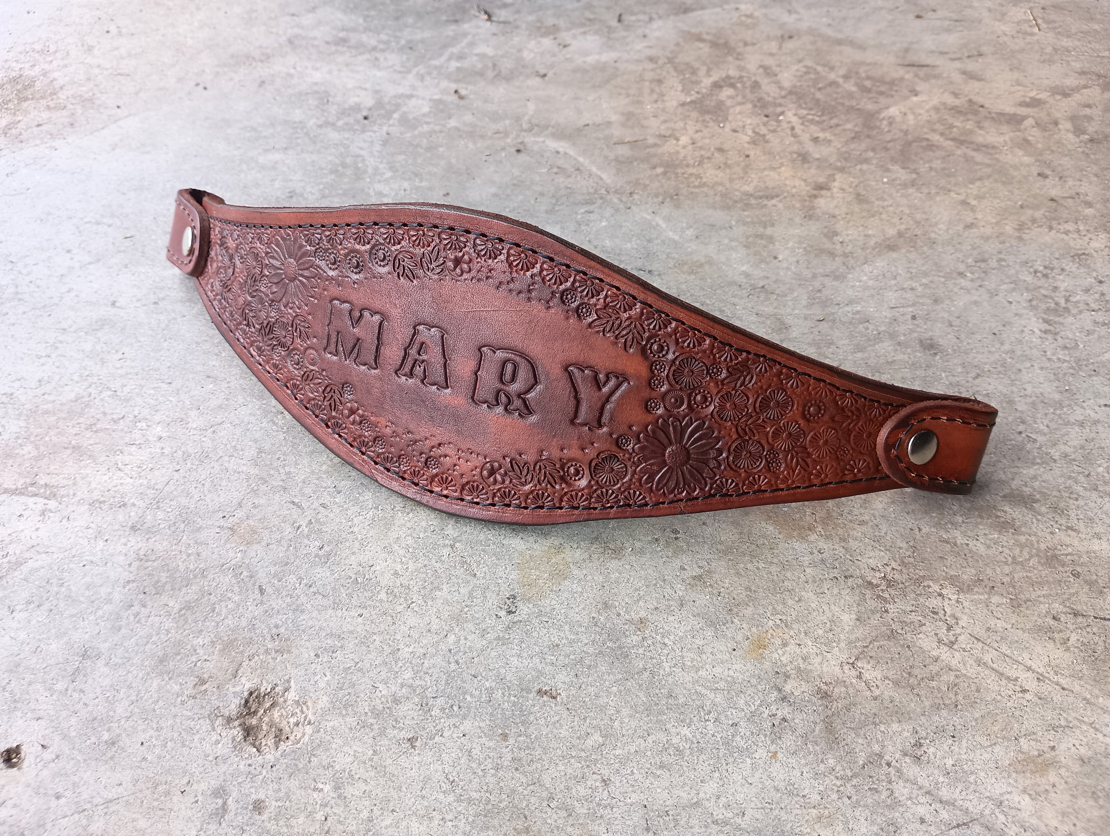 Leather Hand Stamped Bridle Nose Band Hand Made One of a Kind