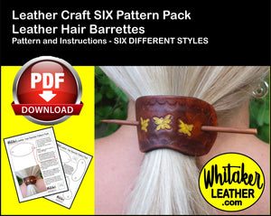Leather Hair Barrette Pattern Six Pack
