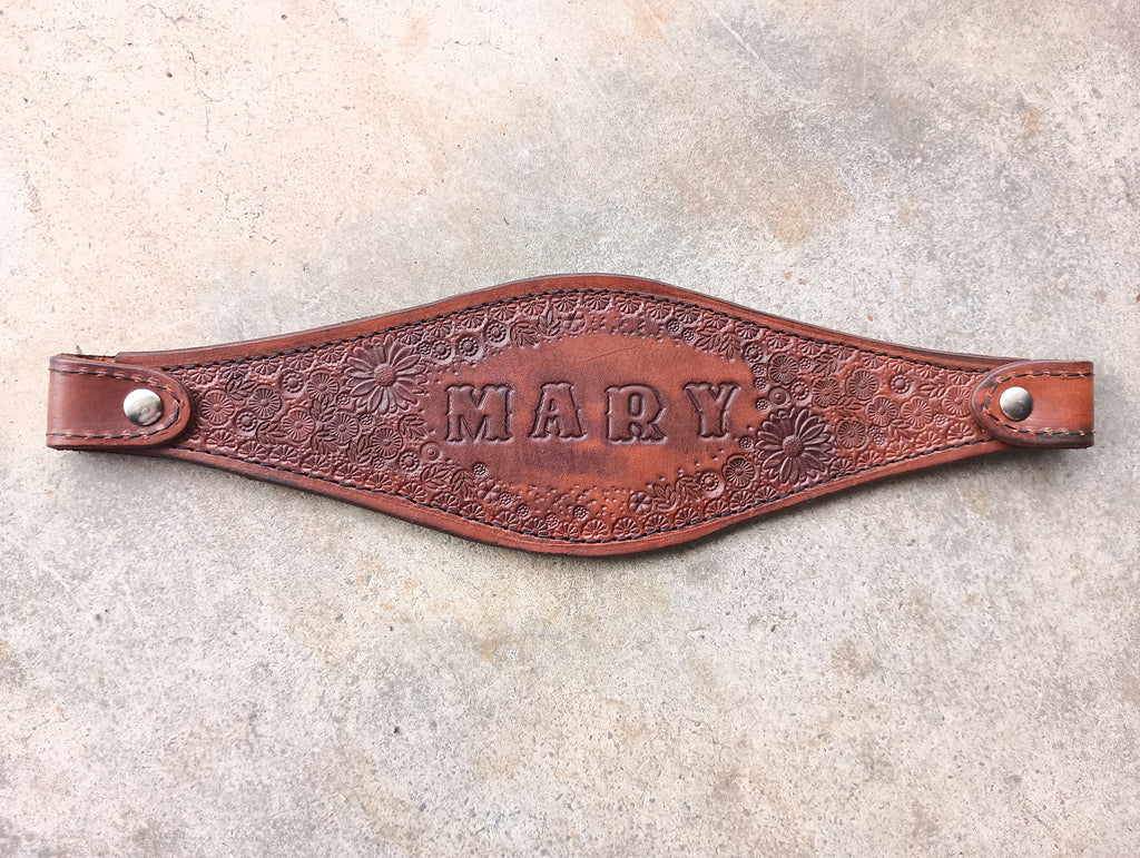 Leather Hand Stamped Bridle Nose Band Hand Made One of a Kind