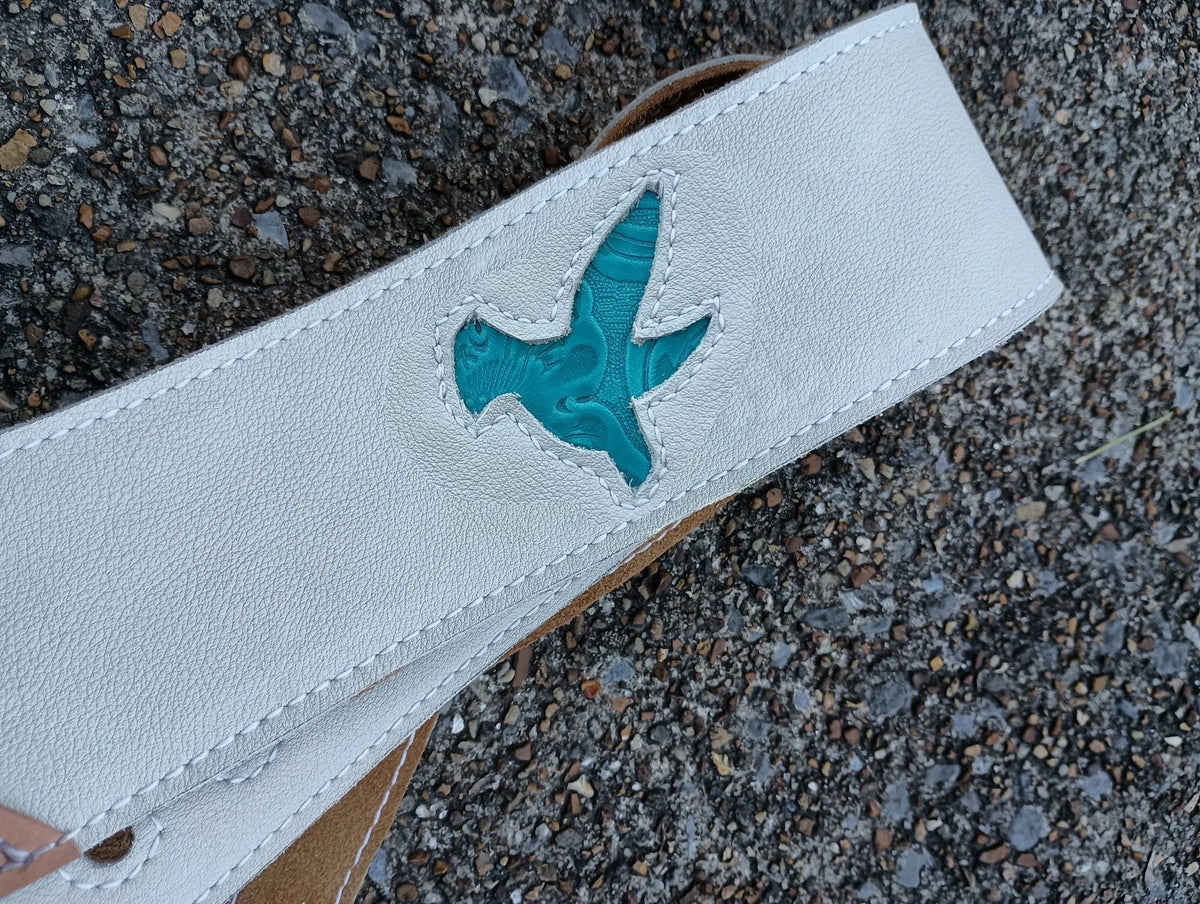 The Layla Bluebird Dove Leather Guitar Strap With Suede Liner