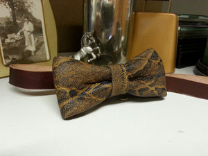 Elephant Print Leather Bow Tie