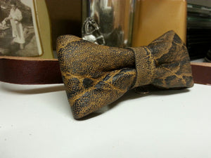 Elephant Print Leather Bow Tie
