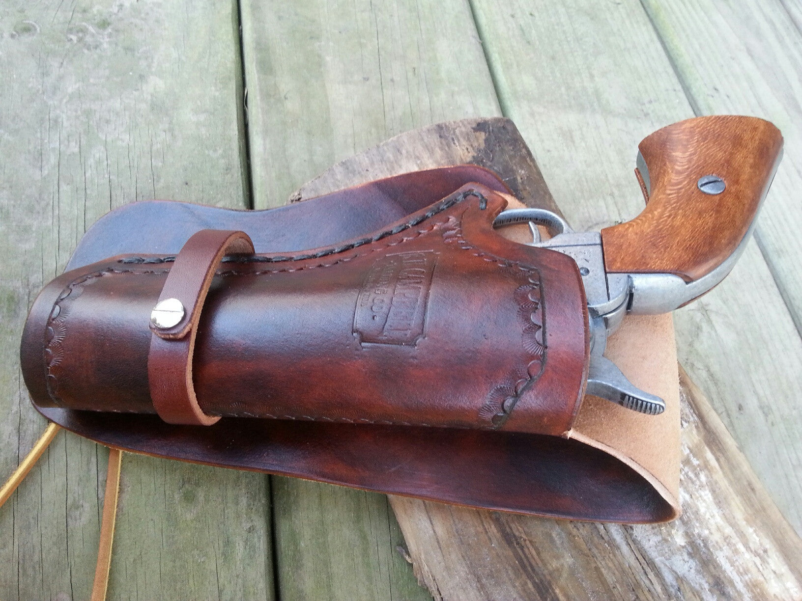 Handmade leather Western Holster with Leg Ties - 3 3/4 inch Barrel - Peacemaker