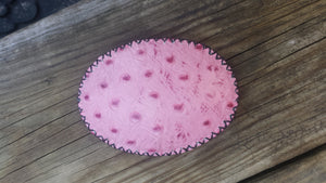 Pink Ostrich Print Leather Covered Belt Buckle Made in the USA perfect Gift for Cowgirl Cowboy