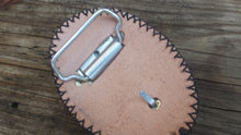 Pink Ostrich Print Leather Covered Belt Buckle Made in the USA perfect Gift for Cowgirl Cowboy