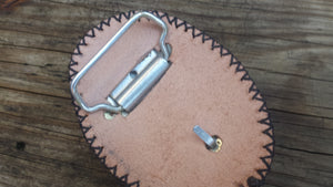 Pink Ostrich Print Leather Covered Belt Buckle Made in the USA perfect Gift for Cowgirl Cowboy