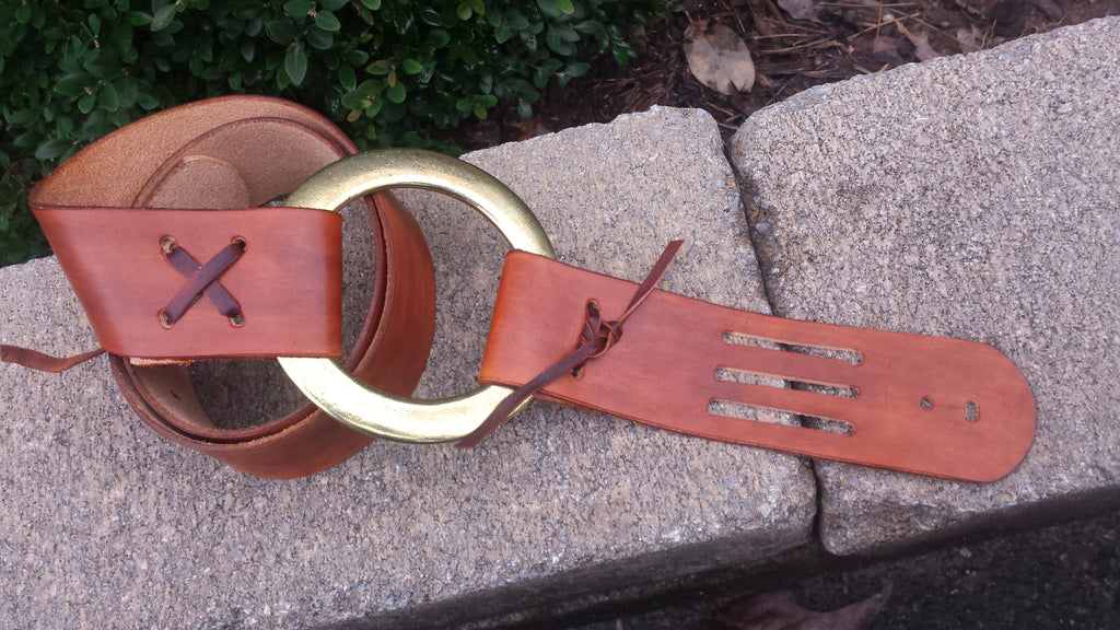 Jet Black Duane Allman Style Tribute Leather Brass Ring Guitar Strap
