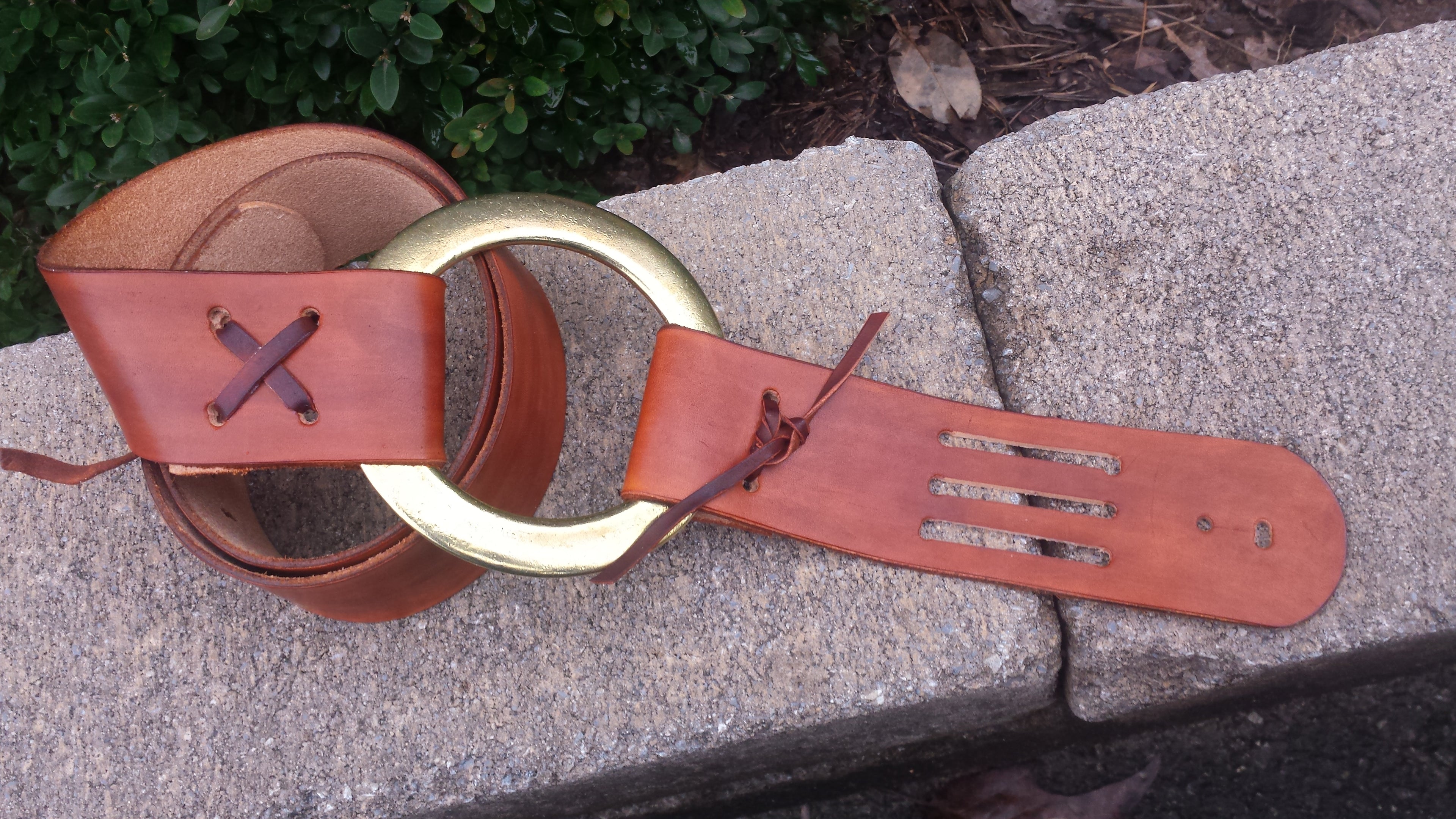 Jet Black Duane Allman Style Tribute Leather Brass Ring Guitar Strap