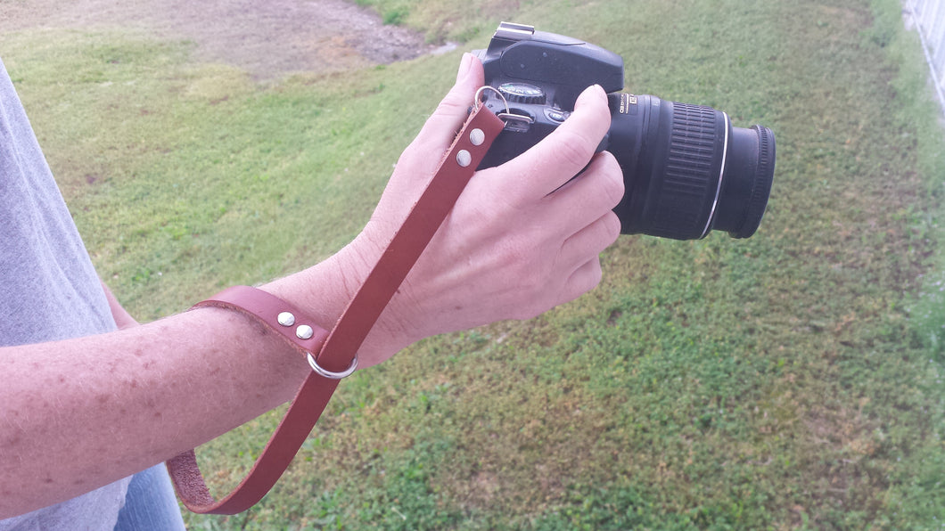 Whitaker Leather handmade leather camera wrist strap