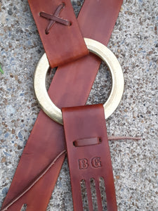 Tribute Leather Brass Ring Guitar Strap in the style of Duane Allman