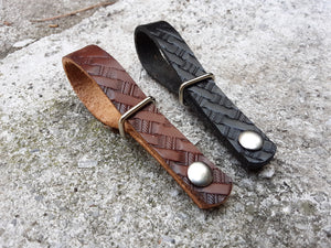 Basket Stamped Leather Guitar Strap Neck Adapters