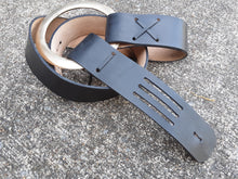 Jet Black Duane Allman Style Tribute Leather Brass Ring Guitar Strap
