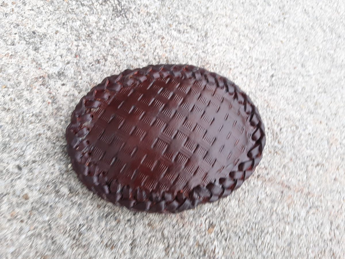 Double Looped Leather Wrapped Belt Buckle with Basket Tooling ...