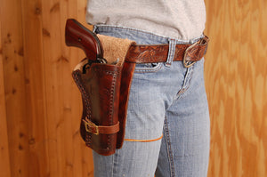 Double Stitched Western Leather Holster with Leg Ties - 22 & similar