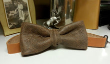 Gray Stone Leather Bow Tie