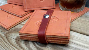 Leather Coasters 4 Piece Set, Made in the USA