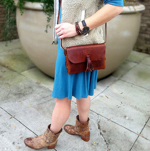 Rustic Brown Distressed Latigo Leather Tote