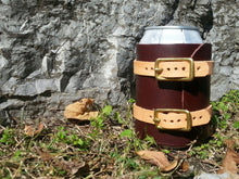Leather Wrapped Beer Koozie with Buckles