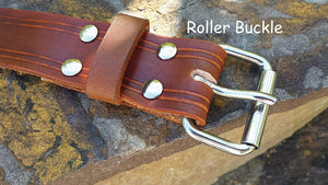 Men's Tooled Genuine Cowhide Leather Belt