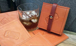 Leather Coasters 4 Piece Set, Made in the USA