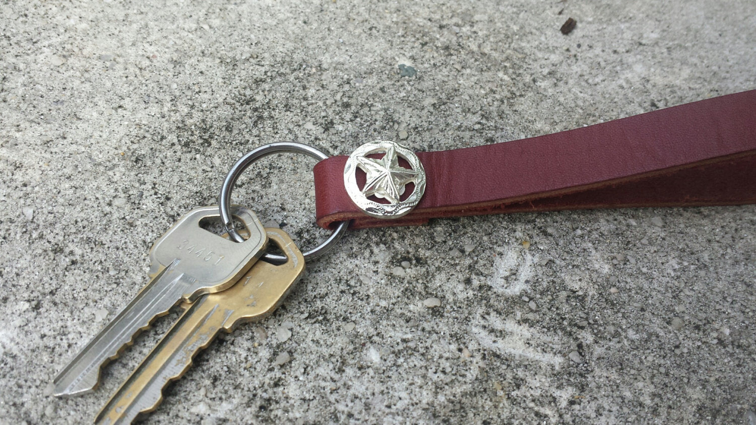 Leather Wrist key fob with Concho / wrist strap / This Handmade leather key fob for Wrist Made in the USA from USA Leather Perfect Gift