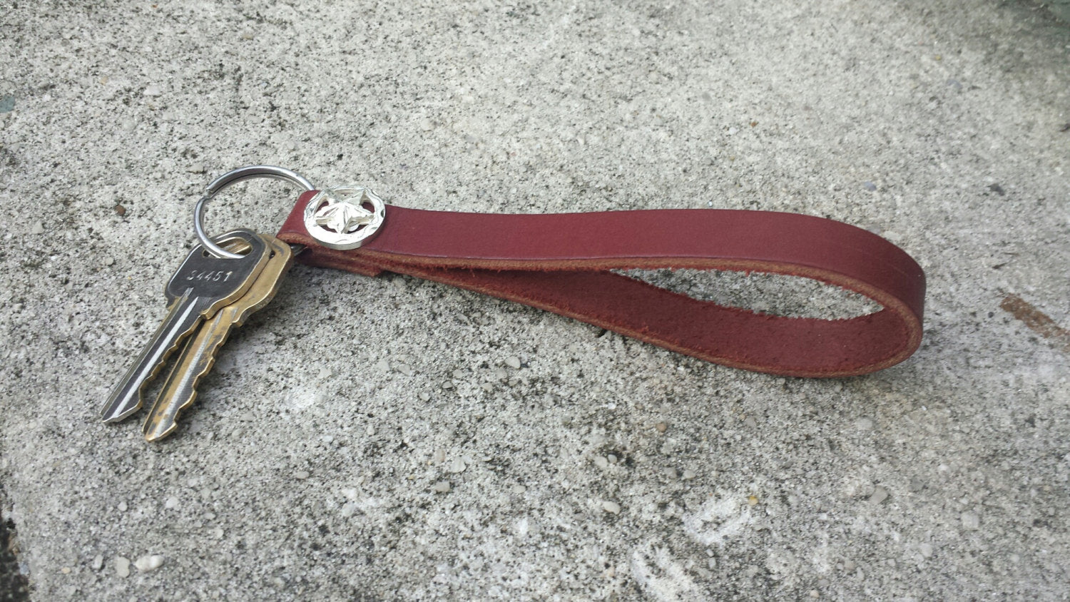 Leather Wrist key fob with Concho / wrist strap / This Handmade leather key fob for Wrist Made in the USA from USA Leather Perfect Gift