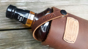 Leather Whiskey Bourbon Holster Holder with Free Personalization Perfect Christmas Gift Father's Day, Tailgating, Handmade in the USA55