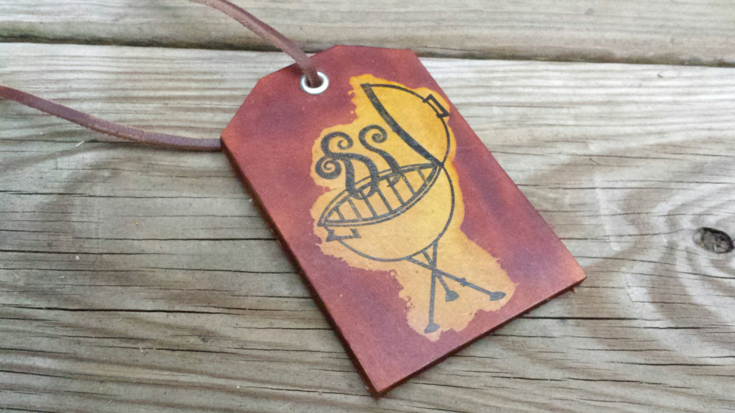 Handmade Leather Luggage Tag, Grilling Gift, Made in the USA - Perfect gift for the Grilling Barbecue / BBQ guru or Christmas Gift