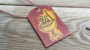 Handmade Leather Luggage Tag, Grilling Gift, Made in the USA - Perfect gift for the Grilling Barbecue / BBQ guru or Christmas Gift