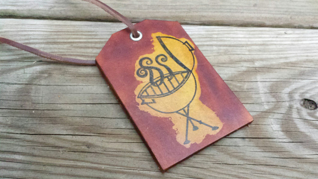 Handmade Leather Luggage Tag, Grilling Gift, Made in the USA - Perfect gift for the Grilling Barbecue / BBQ guru or Christmas Gift