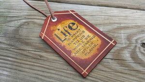 Handmade Love Life Leather Luggage Tag Travel Tag with Insperational Message, Made in the USA - Perfect gift or Christmas Gift
