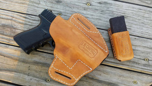 Handmade Leather Pancake Holster for Glock 19