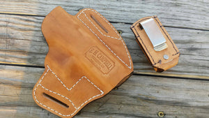 Handmade Leather Pancake Holster for Glock 19