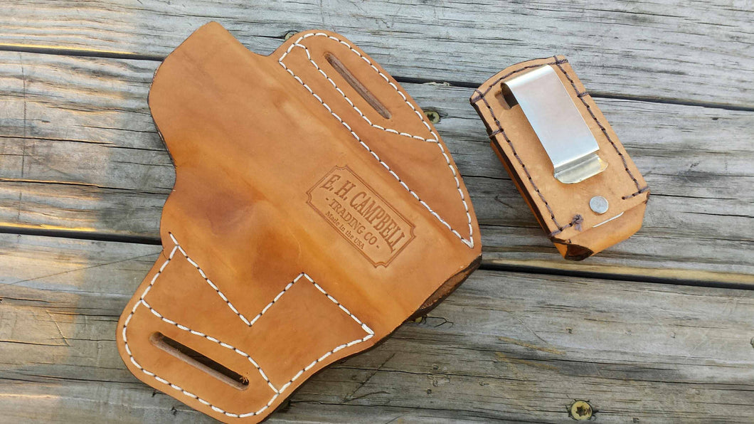 Handmade Leather Pancake Holster for Glock 19