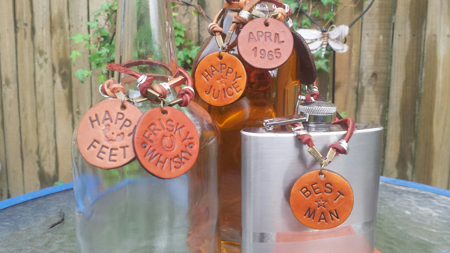 Leather Whiskey, Whisky, Bourbon, Liquor Label Tag, fits bottles decanters