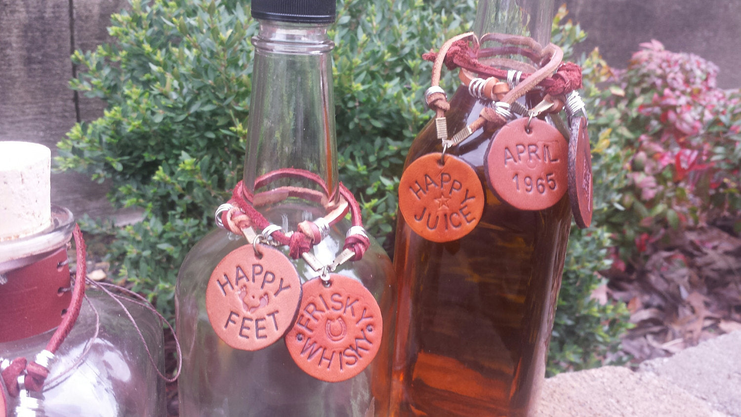 Leather Whiskey, Whisky, Bourbon, Liquor Label Tag, fits bottles decanters