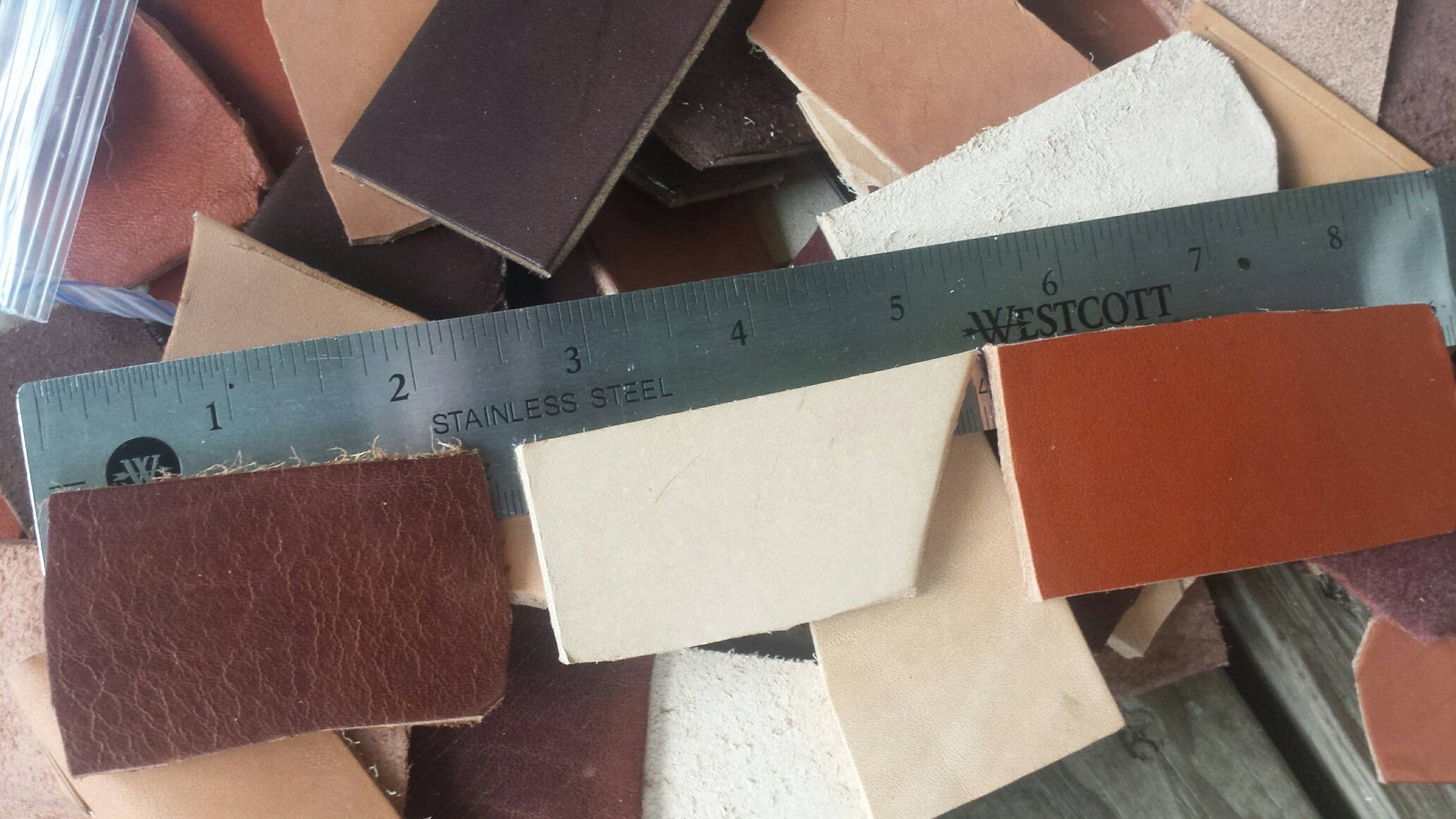  Leather Scraps - Upholstery remnants - 1 lb. Sizes and