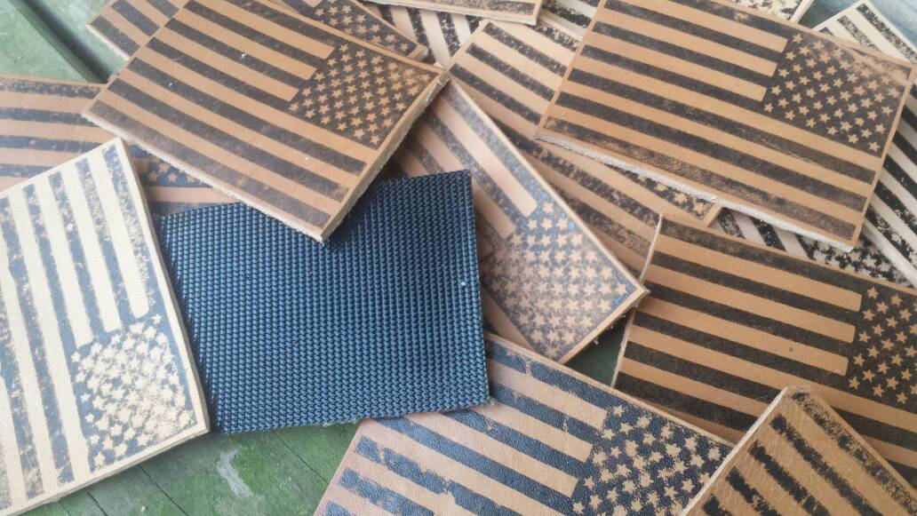 Reverse American Flag Leather Patch Distressed Vintage Style Made in USA