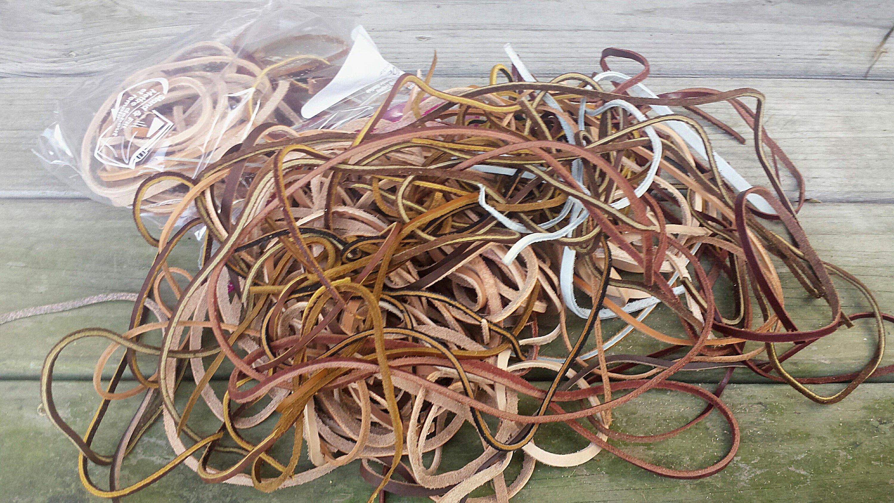 1.5 Pounds of Leather Strings and Strips - Farmers Repair Kit, Leather Strings, Lace,