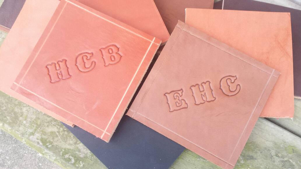 Leather Coasters Personalized Free 4 or 6 Piece Set, Made in the USA! Re-purposed Artisan Leather, Christmas Gift, Father's Day, Groomsmen