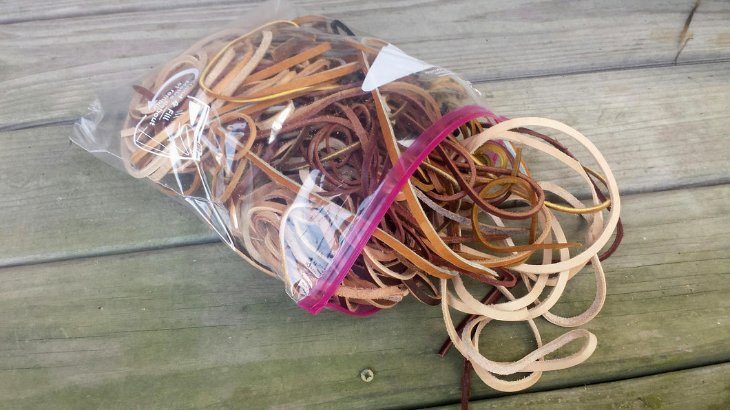 1.5 Pounds of Leather Strings and Strips - Farmers Repair Kit, Leather Strings, Lace,