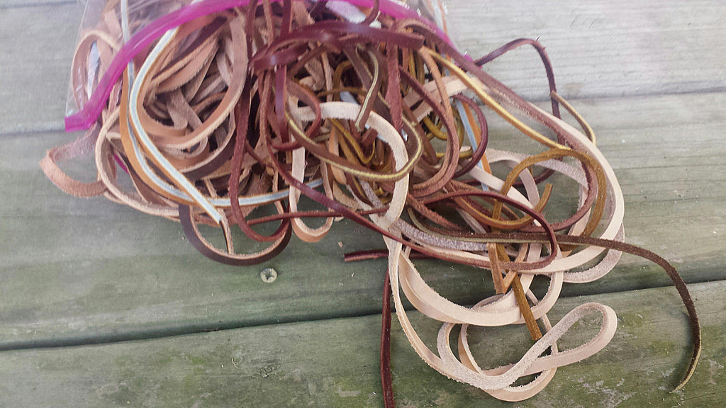 1.5 Pounds of Leather Strings and Strips - Farmers Repair Kit, Leather Strings, Lace,
