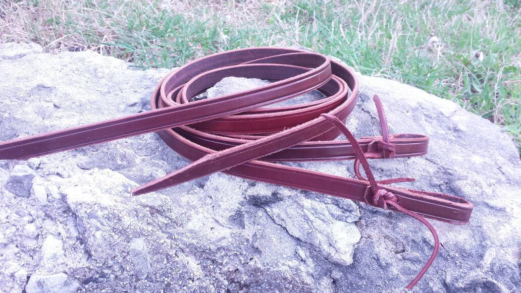 Leather Reins in Latigo or Harness Leather 6 foot long 5/8 inch wide Handcut Handmade in the USA