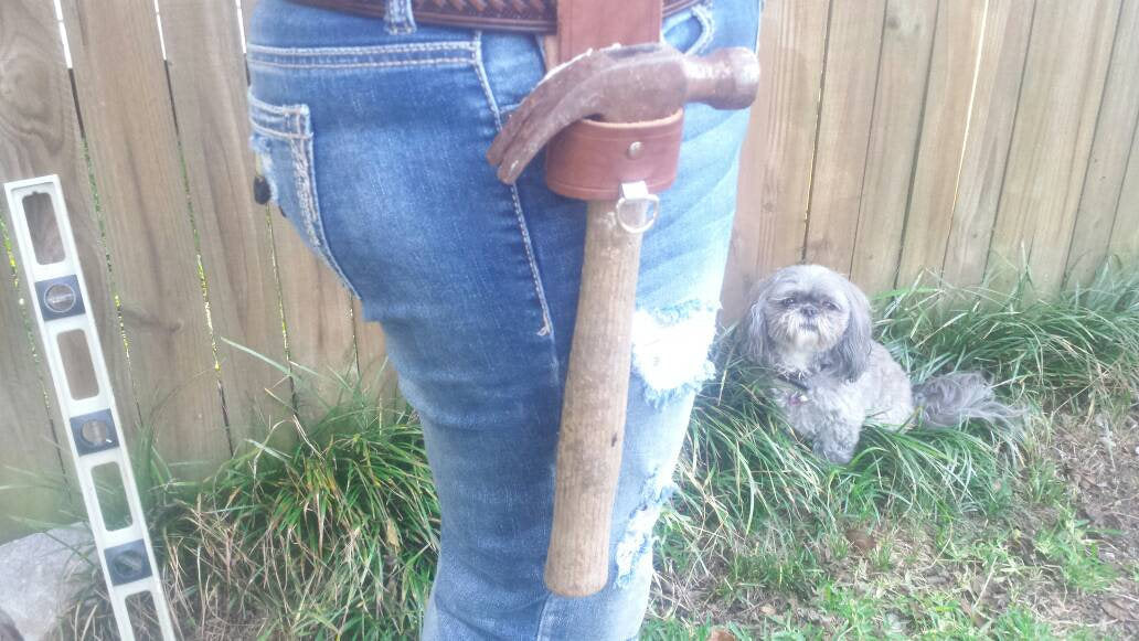 Leather Hammer Holder, Tool Belt with Clip, Riveted, Hand Cut, Christmas Gift, Father's Day, Boyfriend Gift, Made in the USA