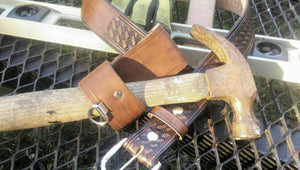 Leather Hammer Holder, Tool Belt with Clip, Riveted, Hand Cut, Christmas Gift, Father's Day, Boyfriend Gift, Made in the USA