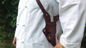 Tilt Forward Chef Knife Field Guide Knife Shoulder Harness Sheath