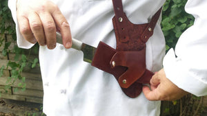 Tilt Forward Chef Knife Field Guide Knife Shoulder Harness Sheath