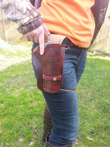 Western Leather Holster with Leg Ties - Colt 45 Peacemaker and Similar Up to 5 inch Barrels Fathers Day Colt 45 Peace Maker Holster
