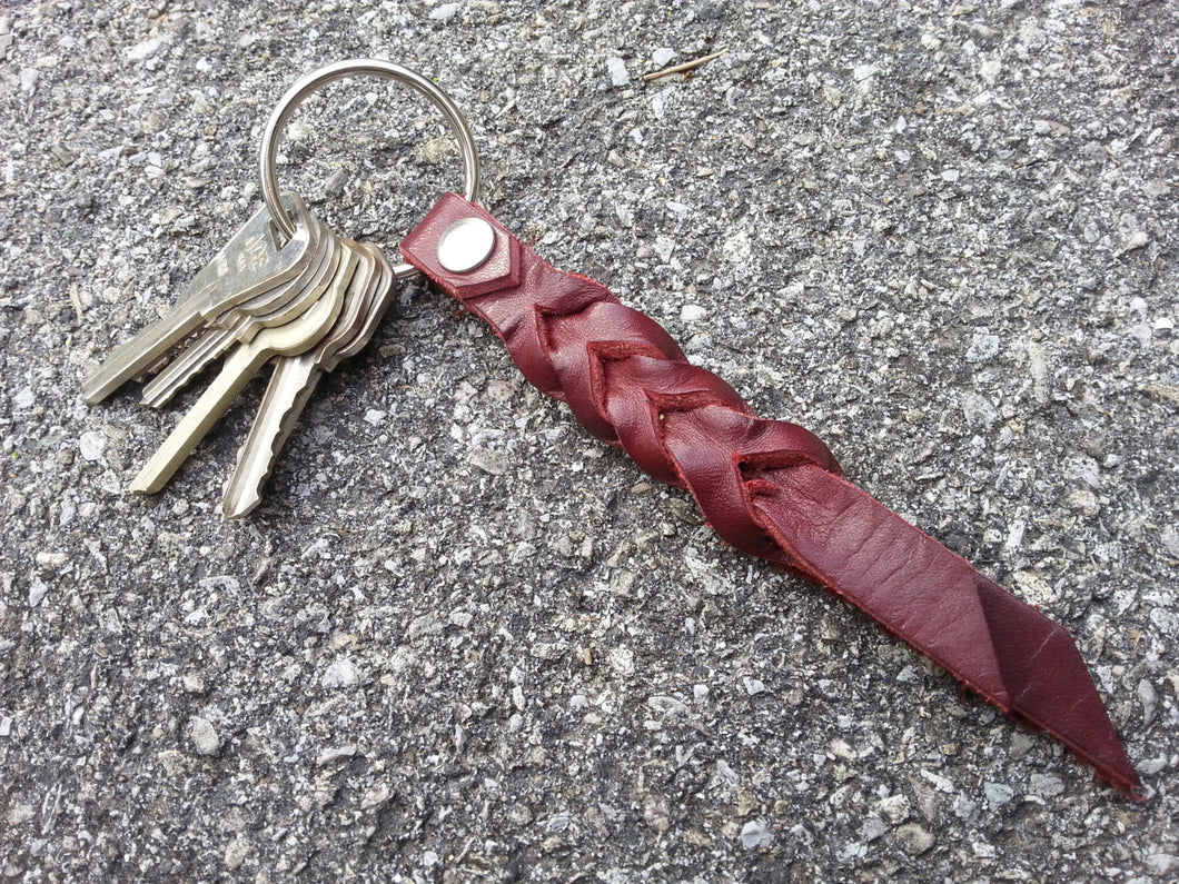 Latigo Leather Western Laced Key Fob / Chain