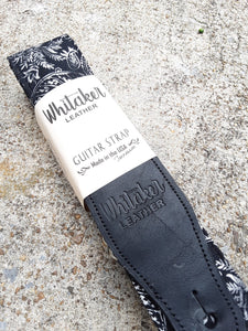 Whitaker Leather Black Paisley Classic Guitar Strap with Leather Ends